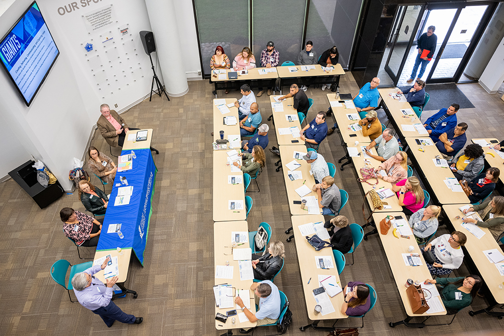 Overhead view of workshop 